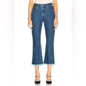 Citizens Of Humanity Estella Fray High Rise Ankle Flare Ocean Blue Size 28 NWT